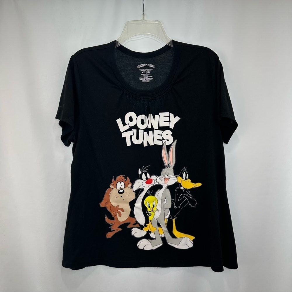 Looney Tunes T-Shirt Women's XXL 19 PEEK A BOO Bugs Bunny Tweety Black Junior